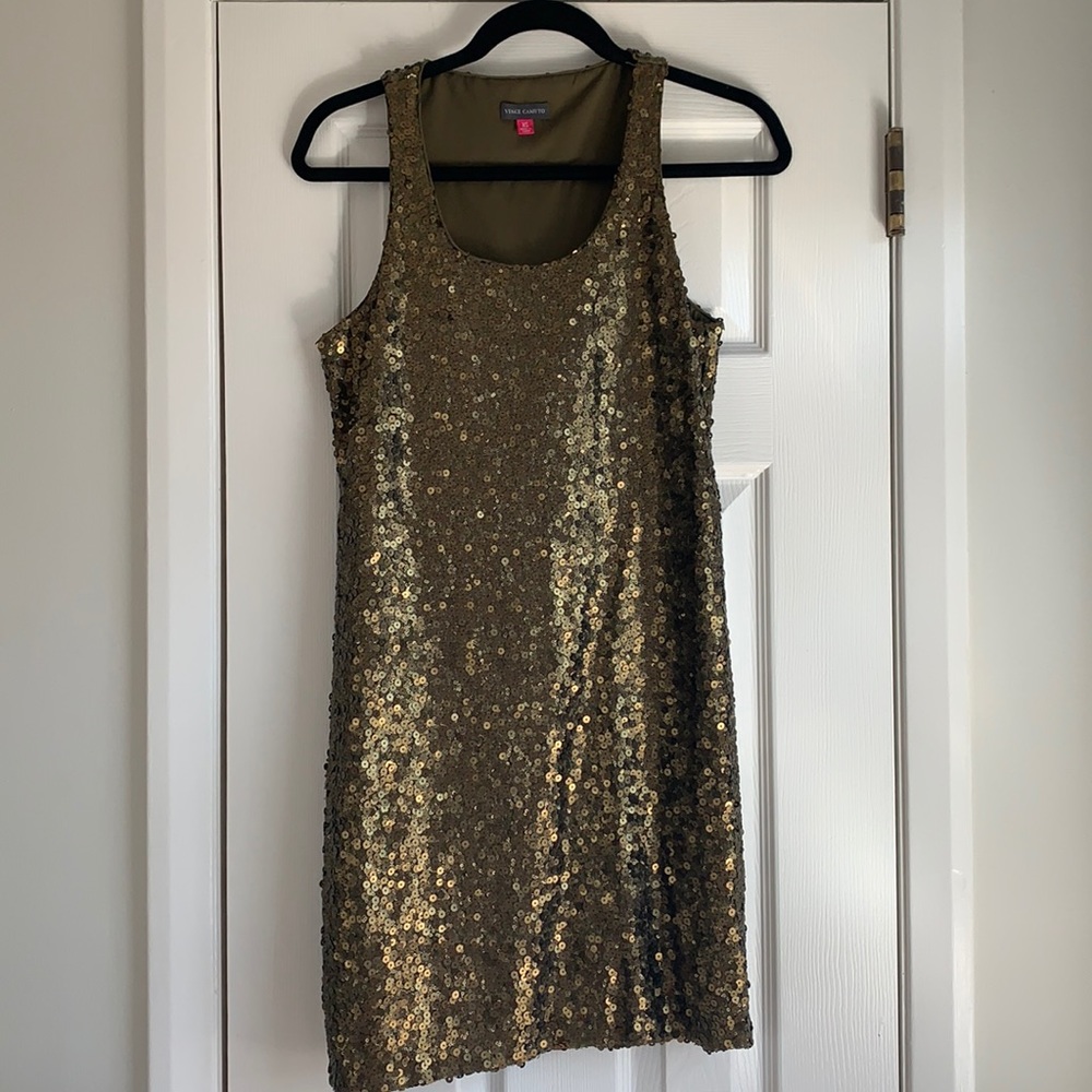 Vince Camuto bronze gold sequin dress